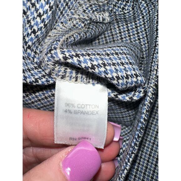 J Jill Houndstooth Plaid Pants Slim Leg Knit Stretch Pockets Black Blue career 6 - Picture 2 of 10